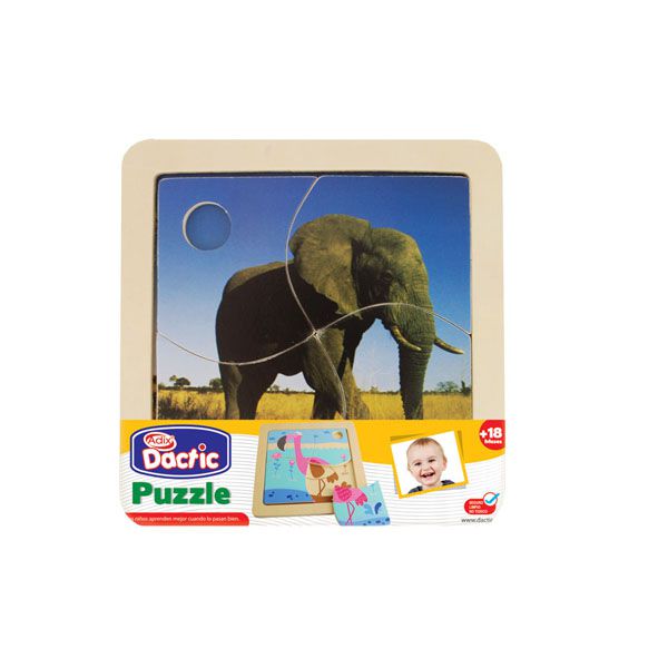 Puzzle imagen animal de madera elefante Dactic - babytuto.com