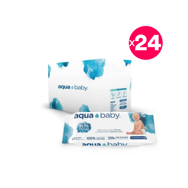Caja con 24 paquetas toallitas húmedas, 60 unidades cada paquete, Aqua Baby Aqua Baby - babytuto.com