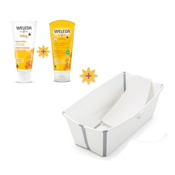 Pack bañera stokke y set de cuidado zona del pañal e higiene Weleda Mustela - babytuto.com