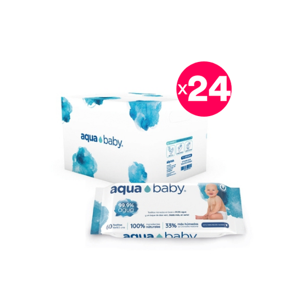 Caja de 24 Bolsas de 60 Toallitas Húmedas Biodegradables Baby - – Aqua Baby