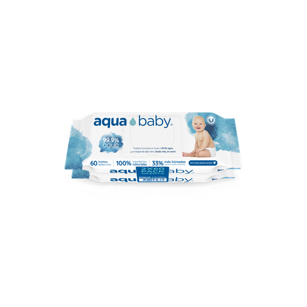 Toallitas húmedas, 120 unidades, Aqua Baby  Aqua Baby - babytuto.com