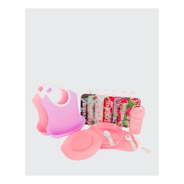 Pack de vajilla y set de alimentación Twistshake rosado pastel Twistshake - babytuto.com