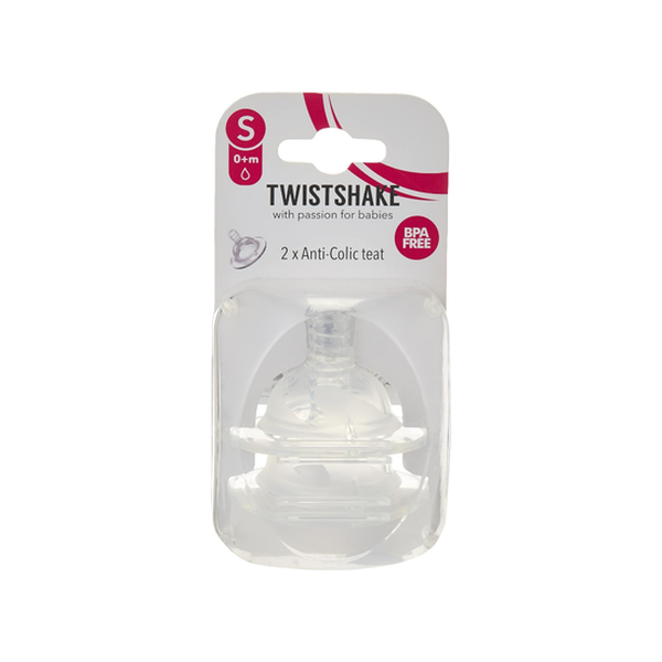 Pack 2 tetinas de silicona anticólico flujo lento +0M, Twistshake Twistshake - babytuto.com