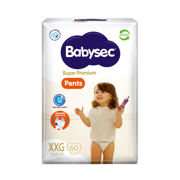 Pañales desechables pants super premium, talla XXG, 60 unidades, Babysec BabySec - babytuto.com