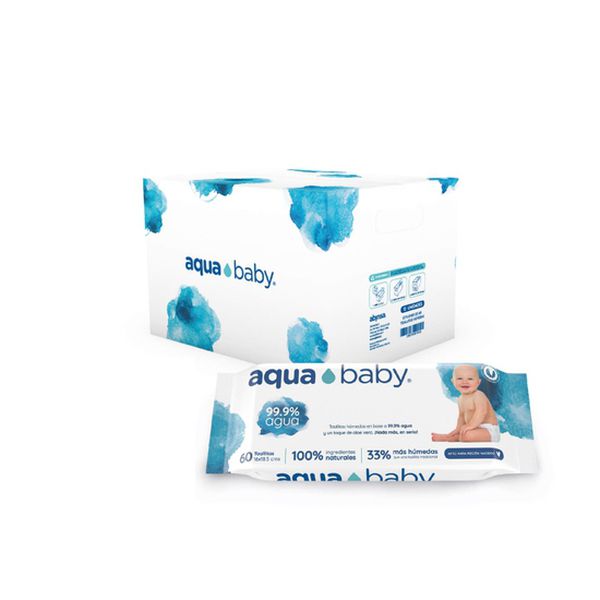 Pack 12 toallitas húmedas de 60 unidades, Aqua Baby  Aqua Baby - babytuto.com