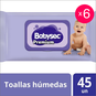 Pack 6 toallitas húmedas premium aloe vera & vitamina E, 45 uds c/u, Babysec BabySec - babytuto.com