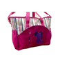 Bolso maternal, diseño rayas bordado, color rosado, Challatín Challatín - babytuto.com