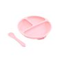 Set de plato y cuchara de silicona, color rosado, Pumucki Pumucki - babytuto.com