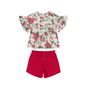 Conjunto de blusa con diseño floral y short rojo, Up Baby Up Baby - babytuto.com